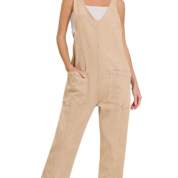 Zenana Outfitters Pants - Zenana Outfitters Tan Jumpsuit